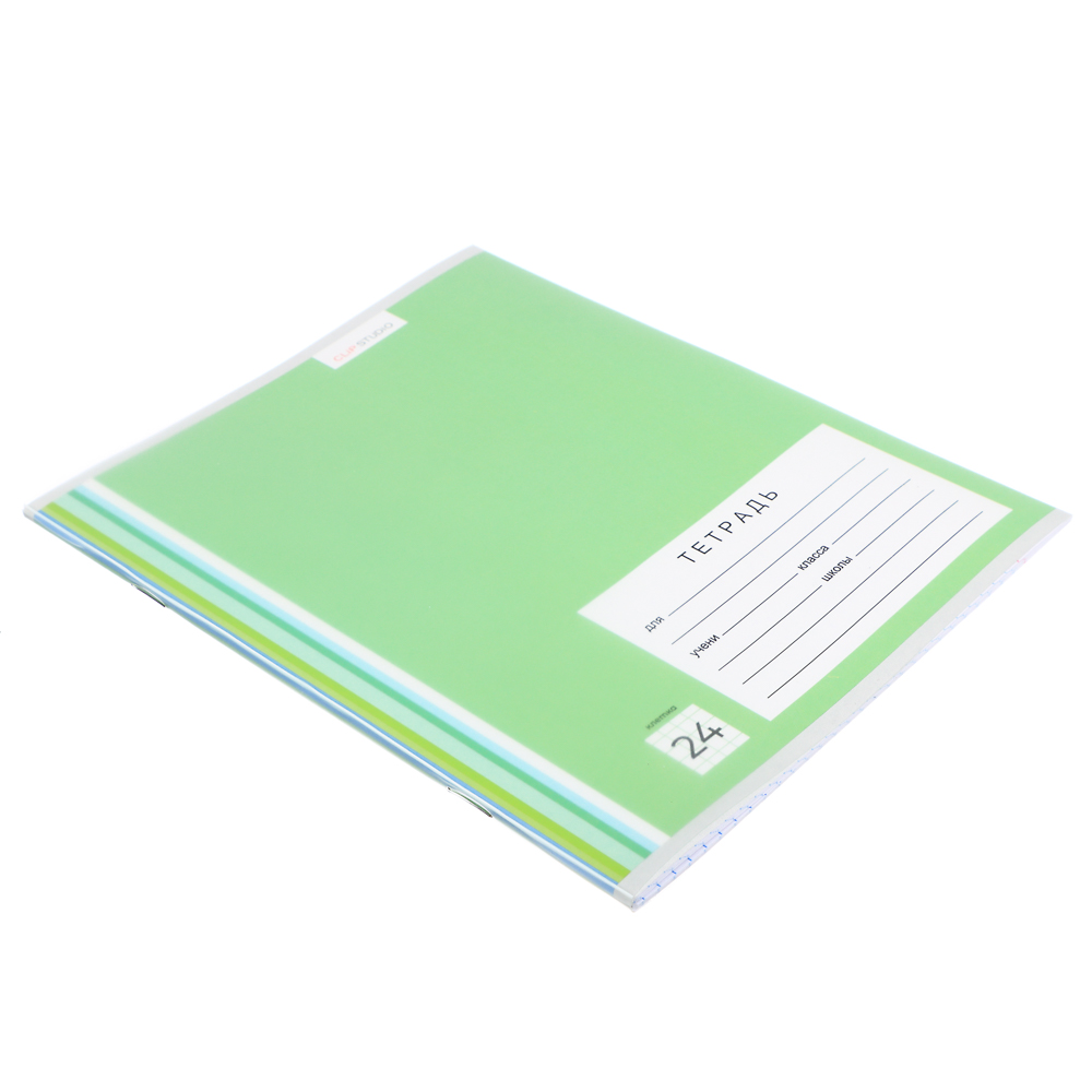 Тетрадь школьная 24л. ClipStudio в клетку, БЕЛЫЕ ЛИСТЫ, скрепка, обложка пластик, арт.№ 579-016