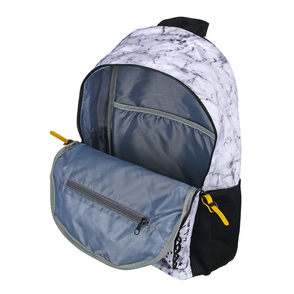 BY Рюкзак подростковый, 41x29x18см, "Смайлы и единороги", 1отд.,4карм., улучш.ПЭ, нашивки, брелок, арт.№ 254-497