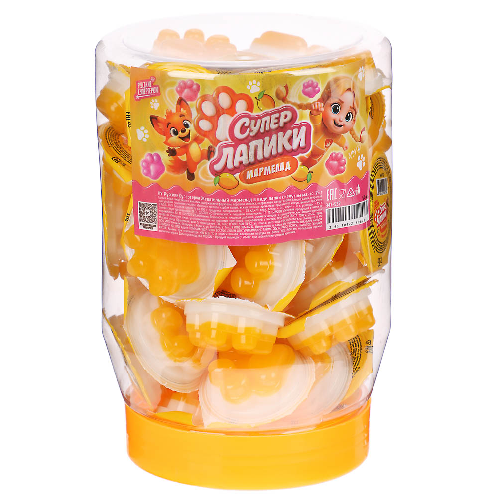BY Русские Супергерои Жевательный мармелад в виде лапки со вкусом манго 25 гр., арт.№ 347-532