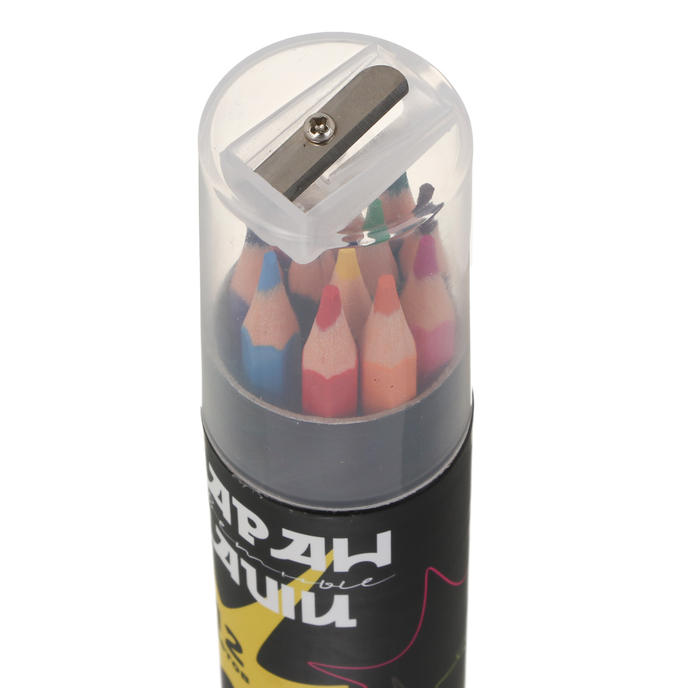 Карандаши цветные пластиковые BY Русские Супергерои "Ночь" в тубусе с точилкой, D2,5мм.,12 цветов, арт.№ 801-106