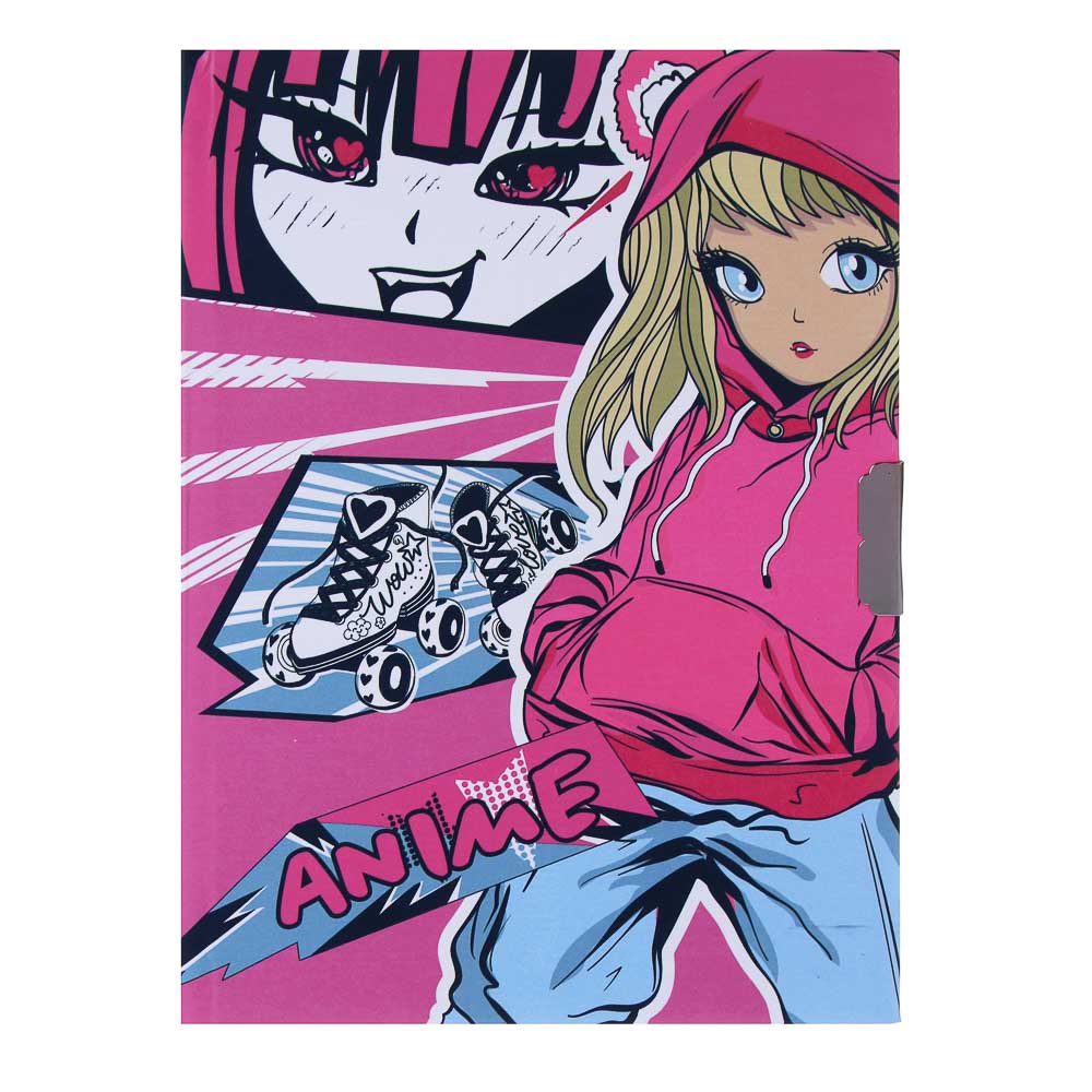 Записная книжка, 13х18 см, с замком, "Аниме/Смайл", с фигурной ручкой, в коробке, арт.№ 524-298