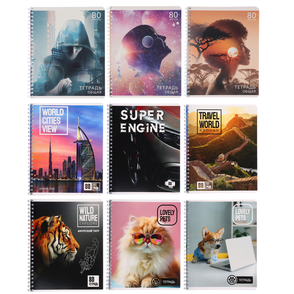 Тетрадь 80л. ClipStudio А5, в клетку, БЕЛЫЕ ЛИСТЫ, обл.картон, на спирали, арт.№ 578-005