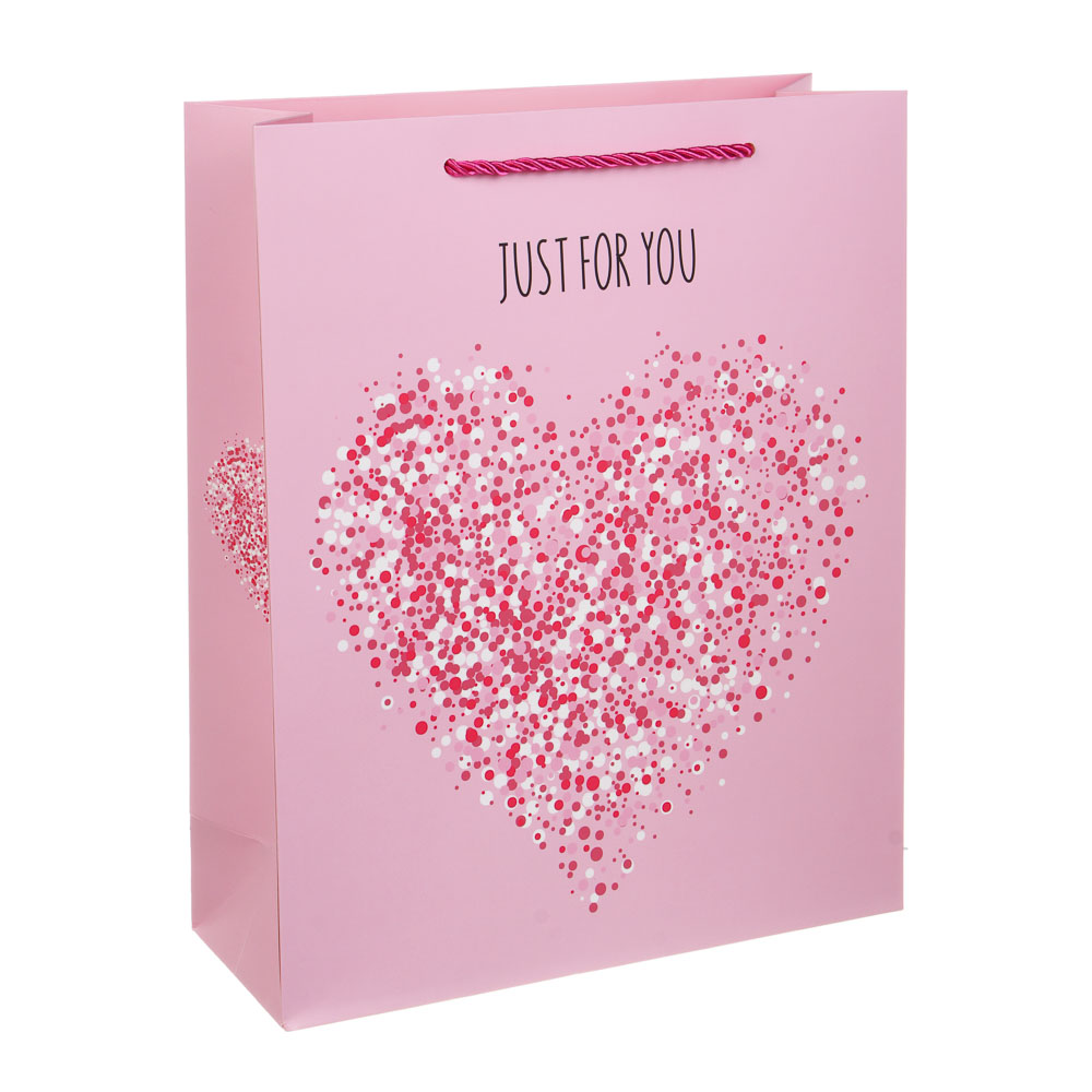 Пакет подарочный бумажный тм LADECOR L 26x32x10 см, "Сердце" арт 1, 4 дизайна, арт.№ 507-461