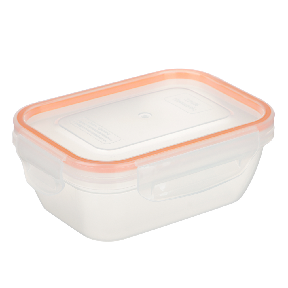 Контейнер пищевой герметичный с защелками 0,47л, прямоугольный конусный, пластик, арт.№ 861-553