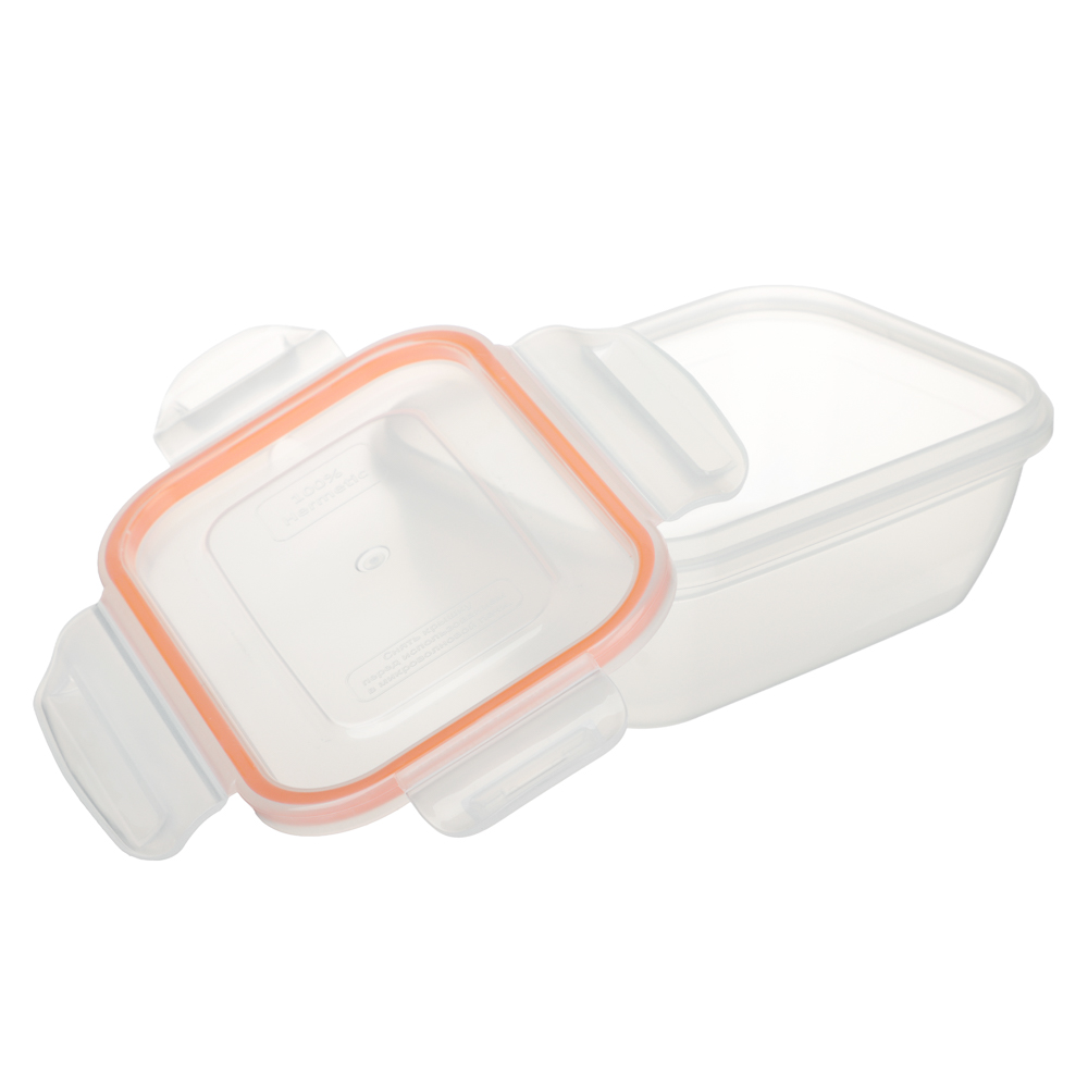 Контейнер пищевой герметичный с защелками 0,47л, прямоугольный конусный, пластик, арт.№ 861-553