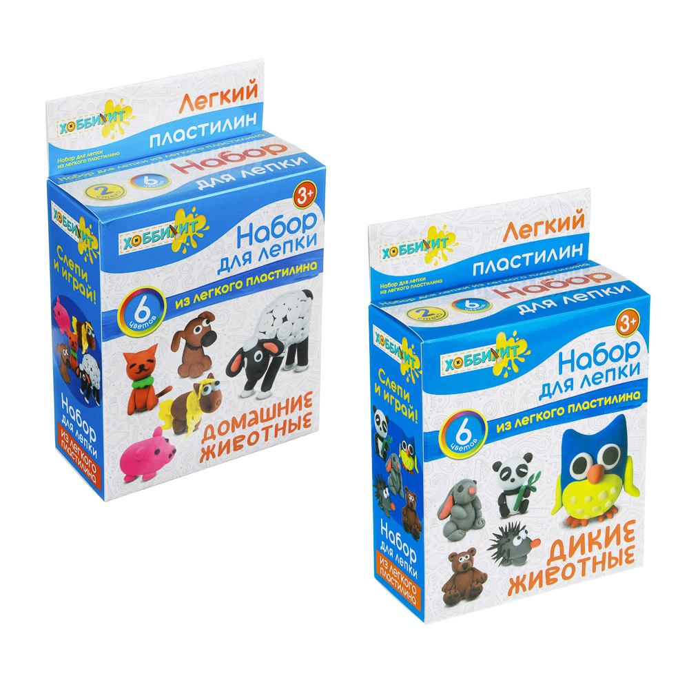 ХОББИХИТ Набор для лепки из легкого пластилина полимер, 11х13х5см, 2 дизайна, арт.№ 289-142