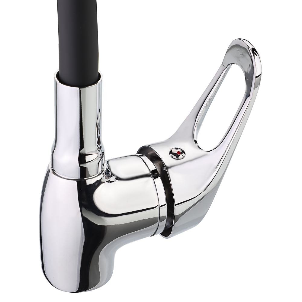 RAIN Смеситель для кухни Веста, гибкий излив, картридж 35мм, латунь, черный/хром, арт.№ 561-007