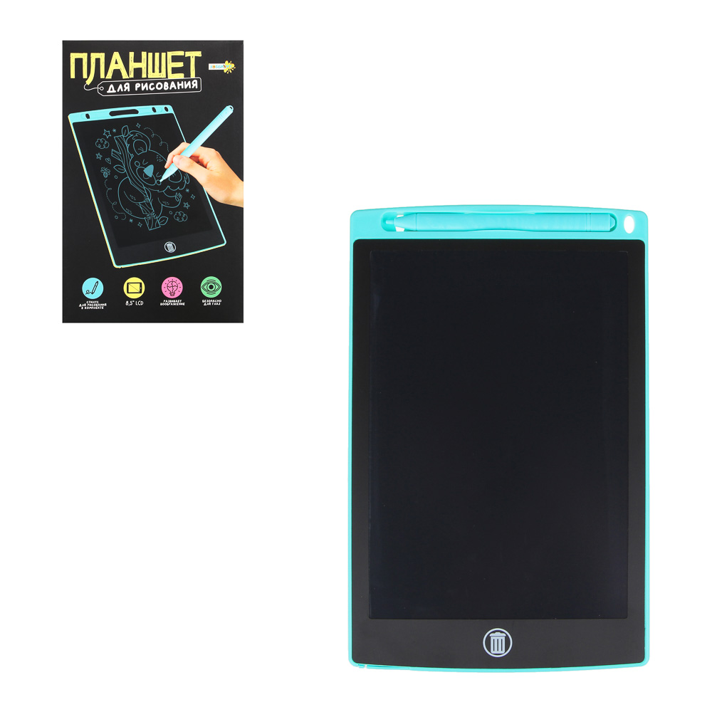 ХОББИХИТ Планшет для рисования LCD экран, 8,5 дюймов, пластик, 4 цвета, арт.№ 280-004