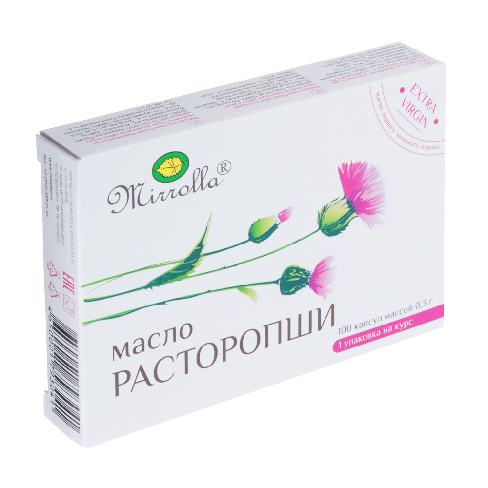 БАД "Масло Расторопши" Мирролла,100капс по 300мг, арт.№ 015-149