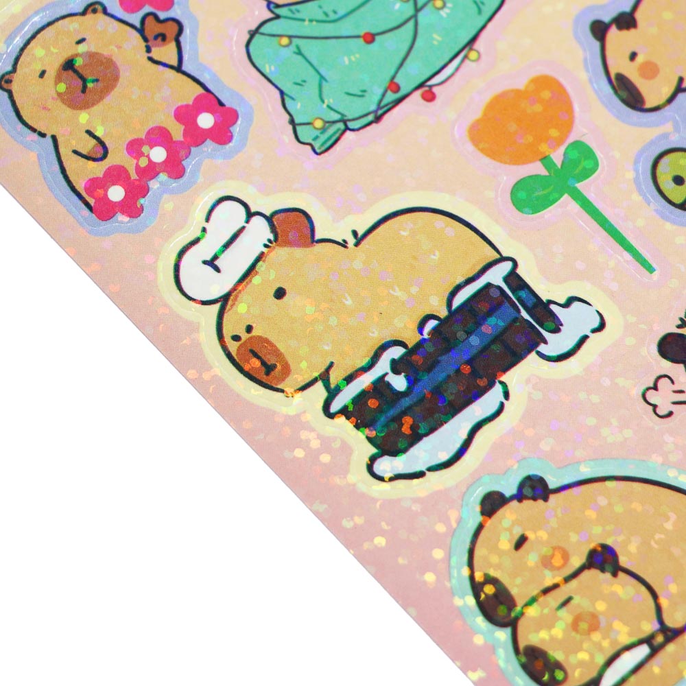 Набор наклеек "Капибара" 10х22,5см, ПВХ, микс 10 дизайнов, арт.№ 557-093