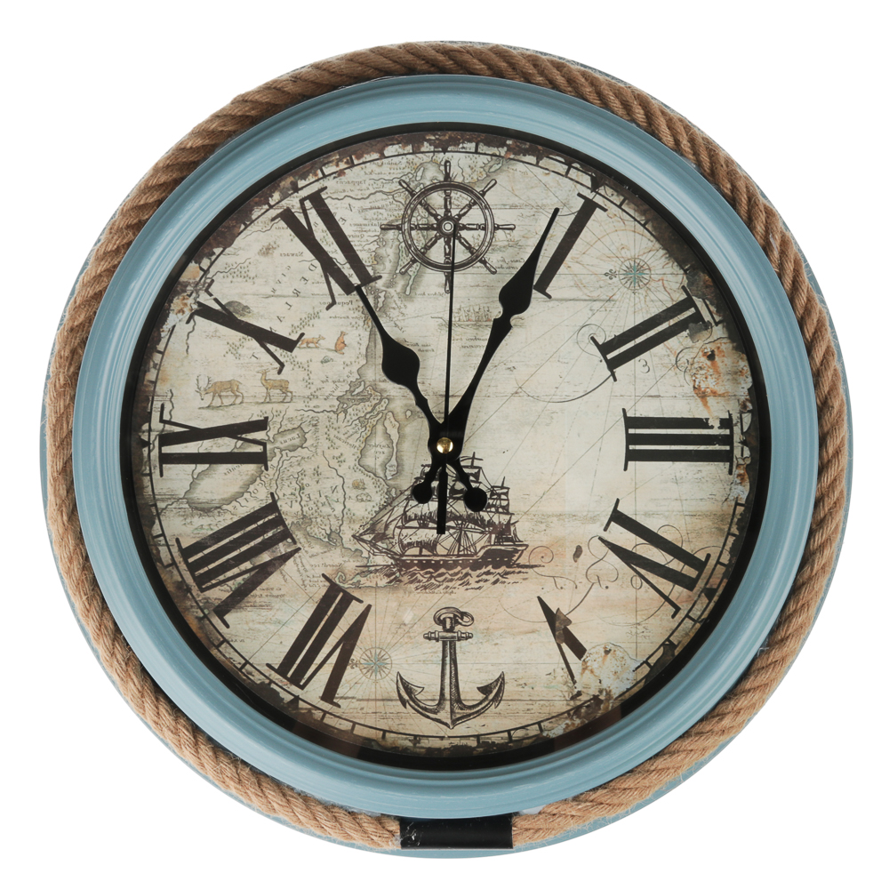 LADECOR CHRONO Часы настенные в морском стиле, 38x38x7,5см, 1хАА, пластик, арт 2, арт.№ 581-935