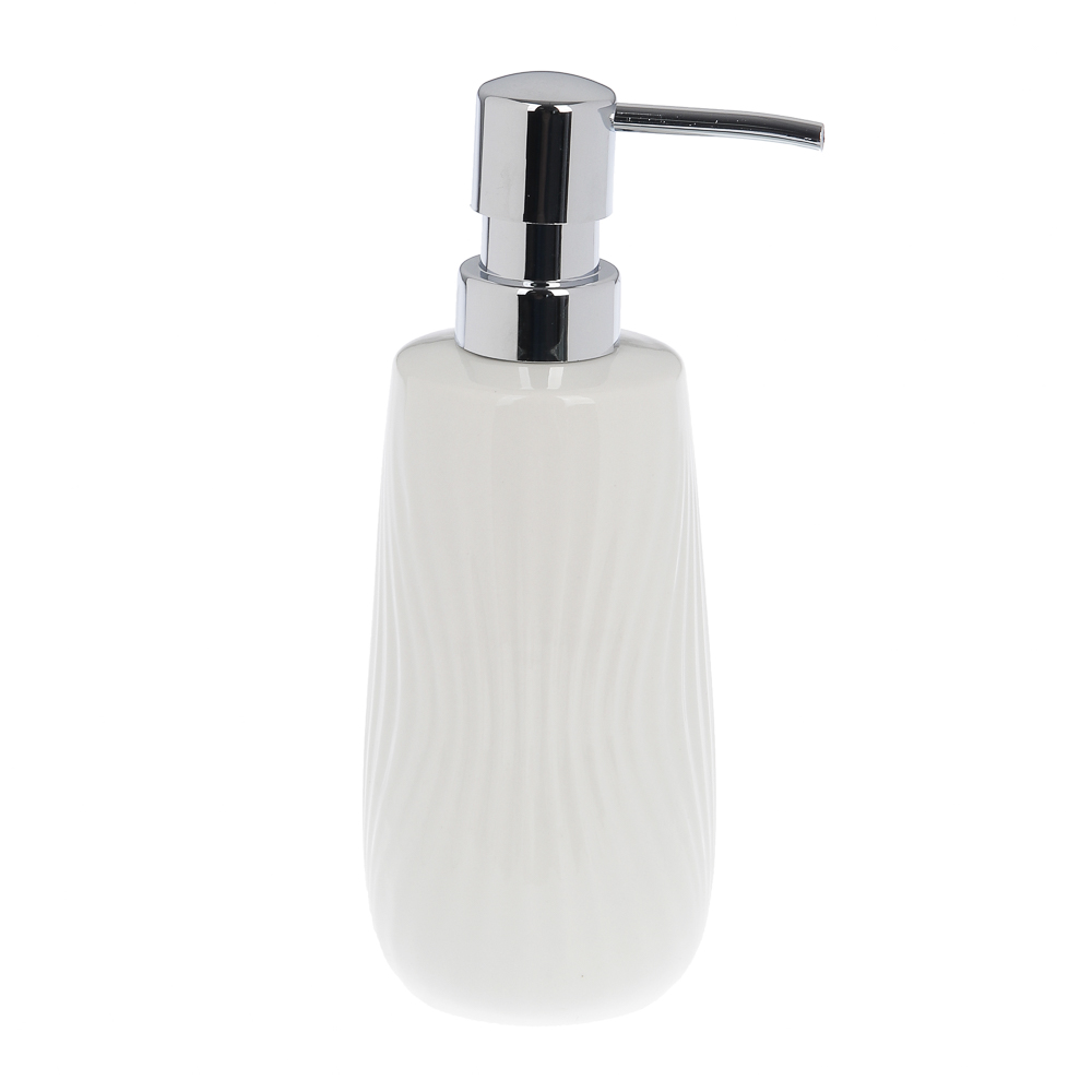 Диспенсер для жидкого мыла тм VETTA Тиволи, 240мл, керамогранит, белый, 7,3x7,3x18,5см, арт.№ 463-588