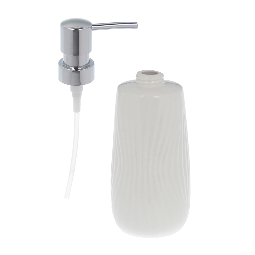 Диспенсер для жидкого мыла тм VETTA Тиволи, 240мл, керамогранит, белый, 7,3x7,3x18,5см, арт.№ 463-588