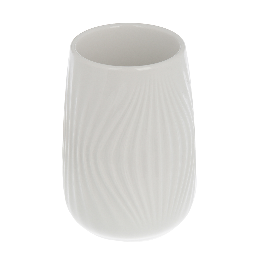 Стакан для ванной комнаты тм VETTA Тиволи, керамогранит, белый, 6,5x6,5x9,5см, арт.№ 463-589