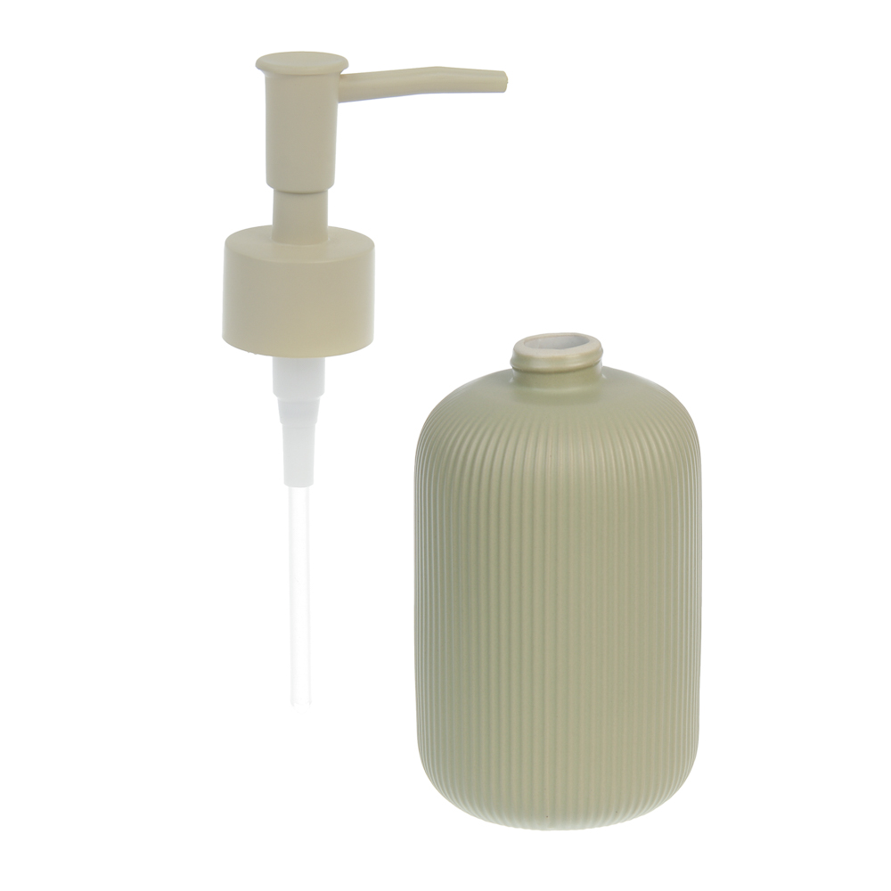Диспенсер для жидкого мыла тм VETTA Монтана, 300мл, доломит, оливковый, 7,5х7,5х17,5см, арт.№ 463-591