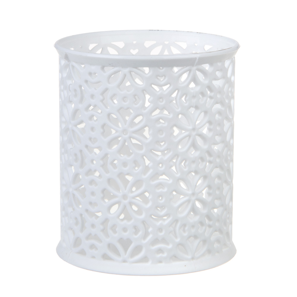 Подставка-стакан для канцелярских принадлежностей, сетчатая, с узором, пластик, 9,5х8см, 4 цвета, арт.№ 595-013