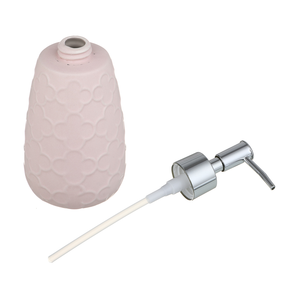 VETTA Дозатор для жидкого мыла, керамика, 300 мл, 8x8x18,5 см, Оливия, персиковый, арт.№ 478-186