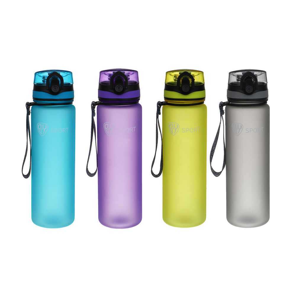 Бутылка спортивная для воды с поильником тм BY SPORT, 600мл, 23x6см, PC, силикон, 4 цвета, арт.№ 088-128
