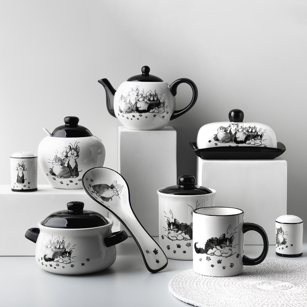 MILLIMI Озорные коты Горшочек для запекания, 500 мл, 17x13x10см, керамика, арт.№ 824-499