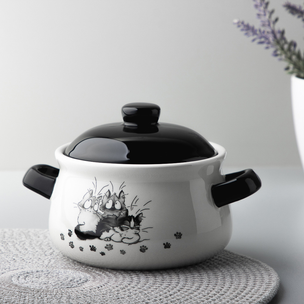 MILLIMI Озорные коты Горшочек для запекания, 500 мл, 17x13x10см, керамика, арт.№ 824-499