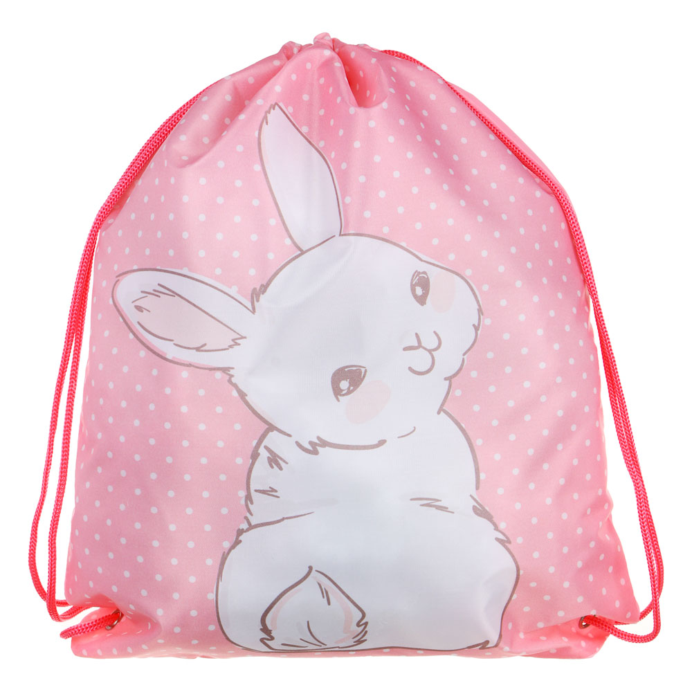 ПУШИСТЫЙ ЗАЙКА Мешок для сменной обуви на завязках, 34,8x41,5см, полиэстер, арт.№ 233-102