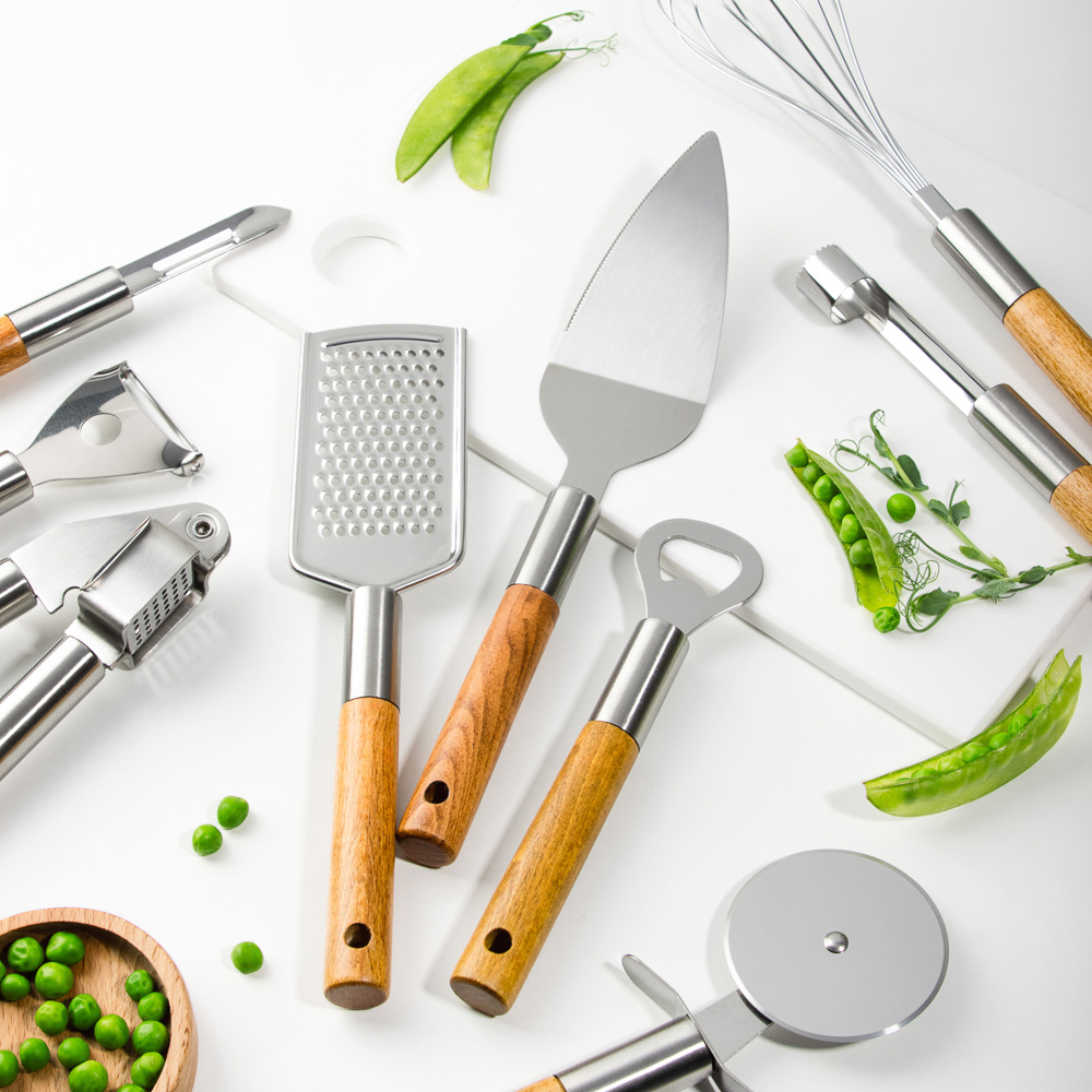 SATOSHI ЭКО Чеснокодавка, 19.7х5см, нерж.сталь, бук, арт.№ 882-394