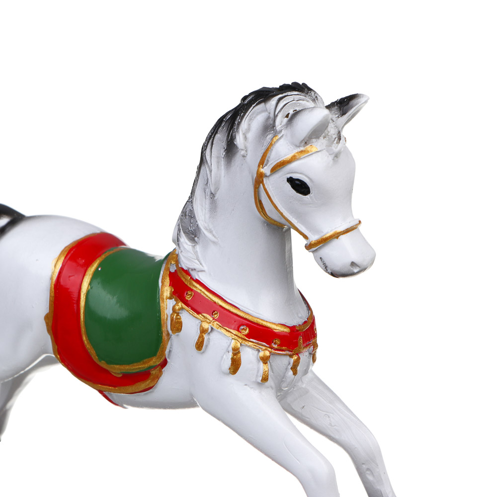 СНОУ БУМ Декоративная фигура "Конь-качалка", полистоун, белый, 15,5x3x14 см, арт.№ 398-836