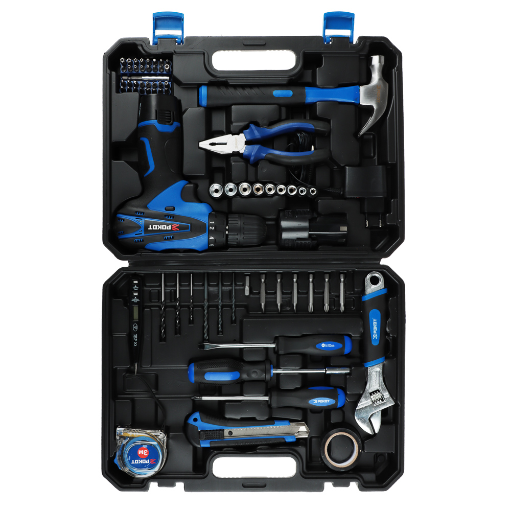 РОКОТ Набор инструментов "Профессионал" Дрель-Шуруповерт 12В, набор в кейсе 68 предметов для ремонта, арт.№ 693-020