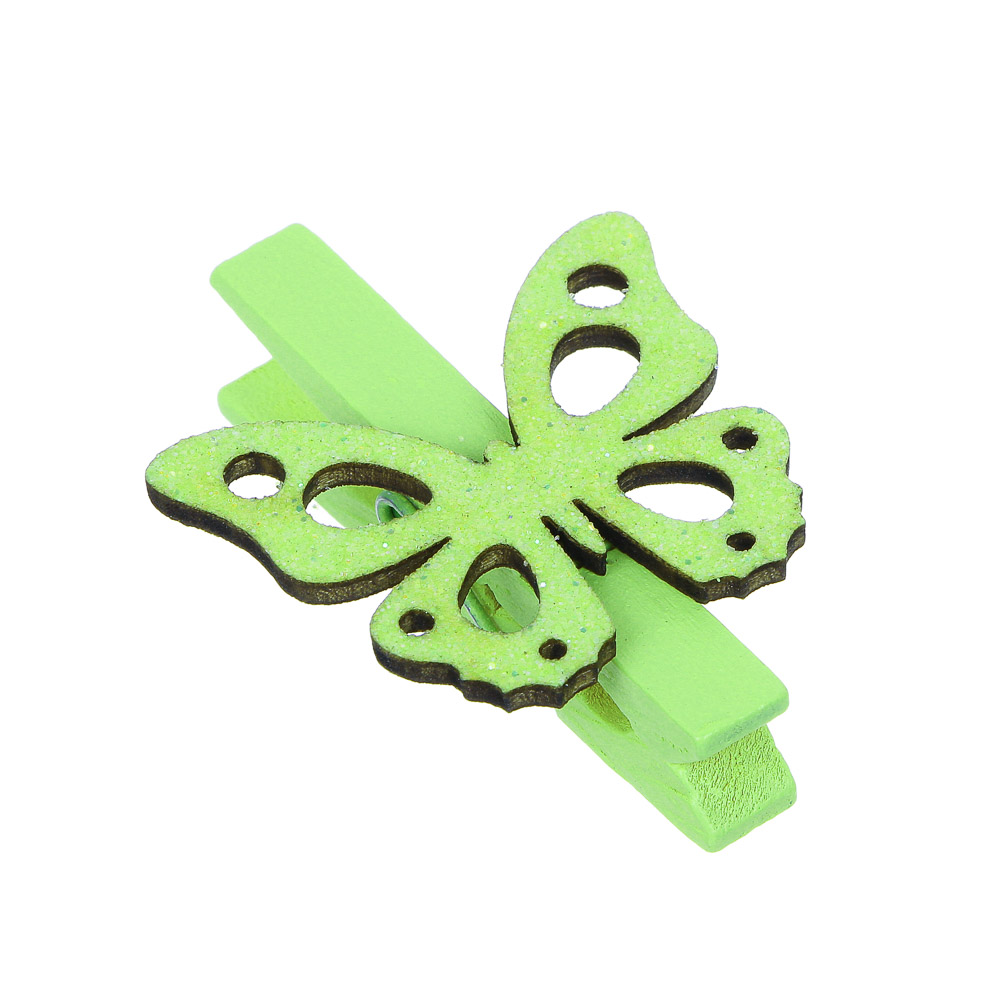 INBLOOM Декор на прищепке, 5см, МДФ, зеленый, 8 дизайнов, арт.№ 153-142