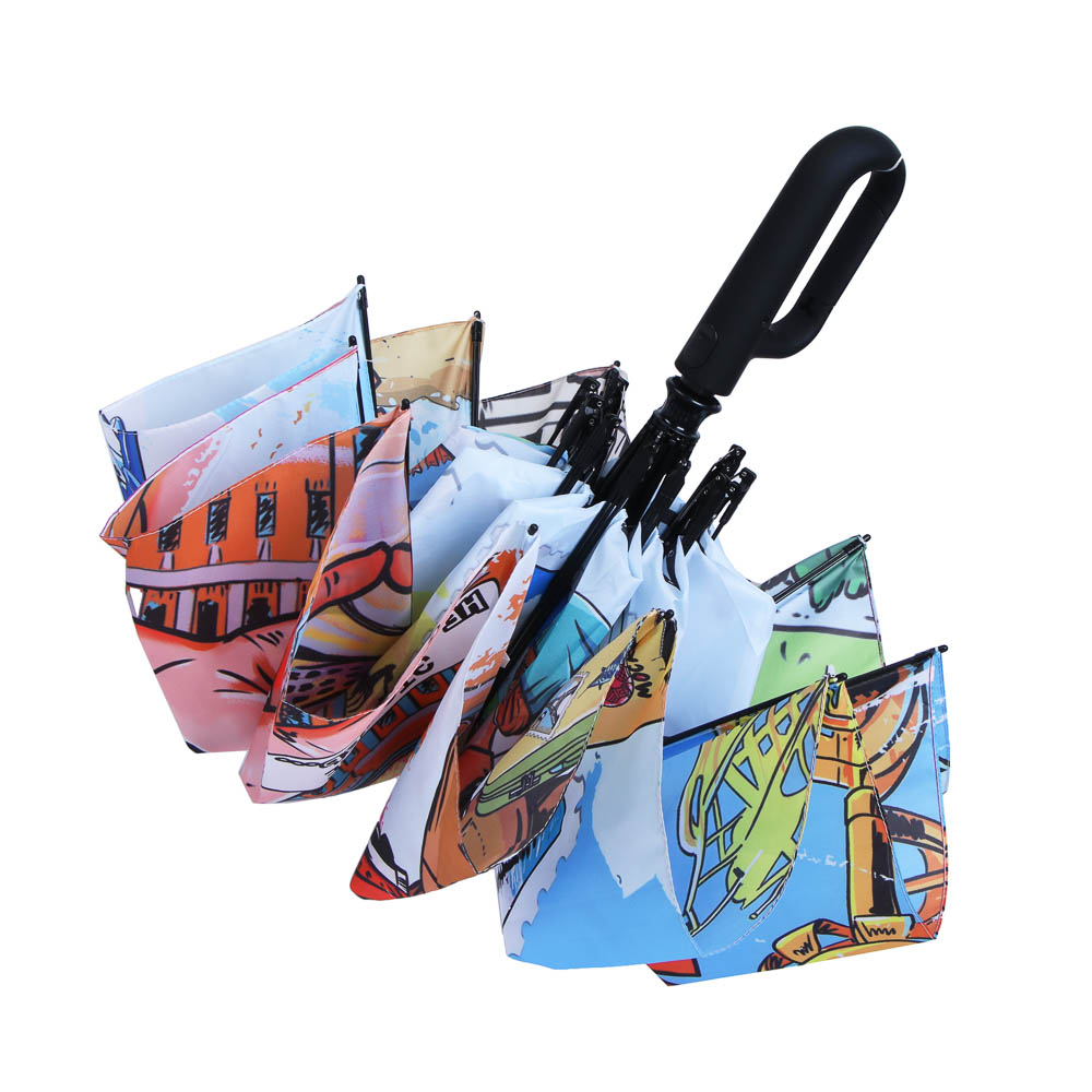 РЫЖИЙ Зонт автомат с ручкой карабином, пластик, сплав, полиэстер, 58,5см, 10 спиц, арт.№ 302-001