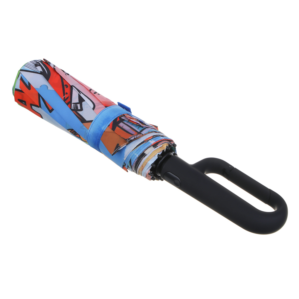 РЫЖИЙ Зонт автомат с ручкой карабином, пластик, сплав, полиэстер, 58,5см, 10 спиц, арт.№ 302-001