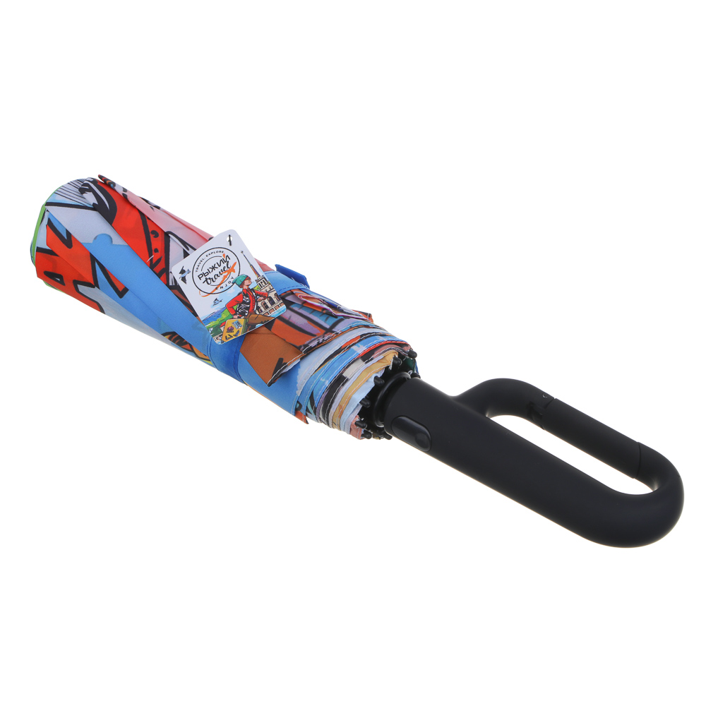 РЫЖИЙ Зонт автомат с ручкой карабином, пластик, сплав, полиэстер, 58,5см, 10 спиц, арт.№ 302-001