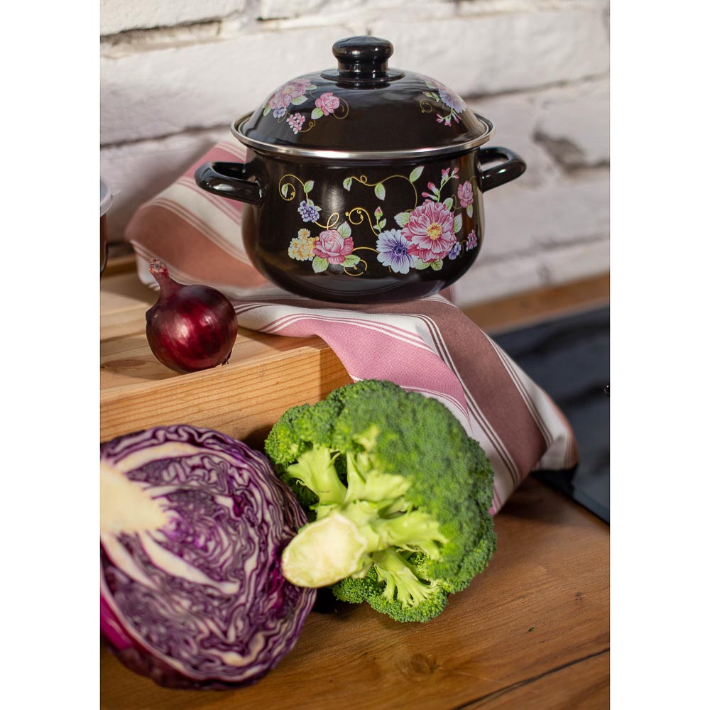 VETTA Иллюзия Кастрюля эмалированная, 22см, 3,6л, индукция, арт.№ 894-445