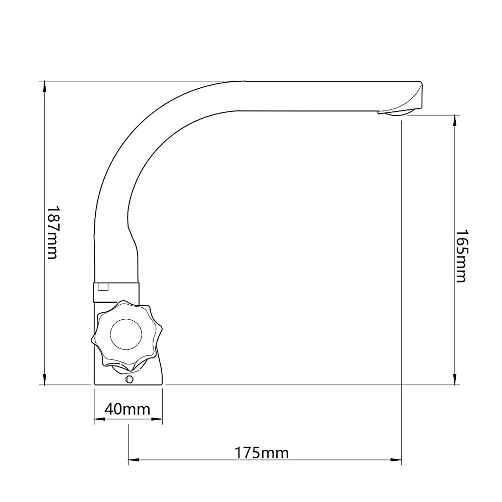 RAIN Смеситель для кухни Уран, высокий, кран-буксы 1/2, гайка, латунь, хром, арт.№ 561-016