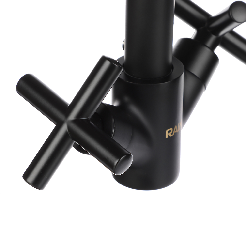 RAIN Смеситель для кухни Кристал, кран-буксы 1/2, гайка, латунь, черный, арт.№ 561-017