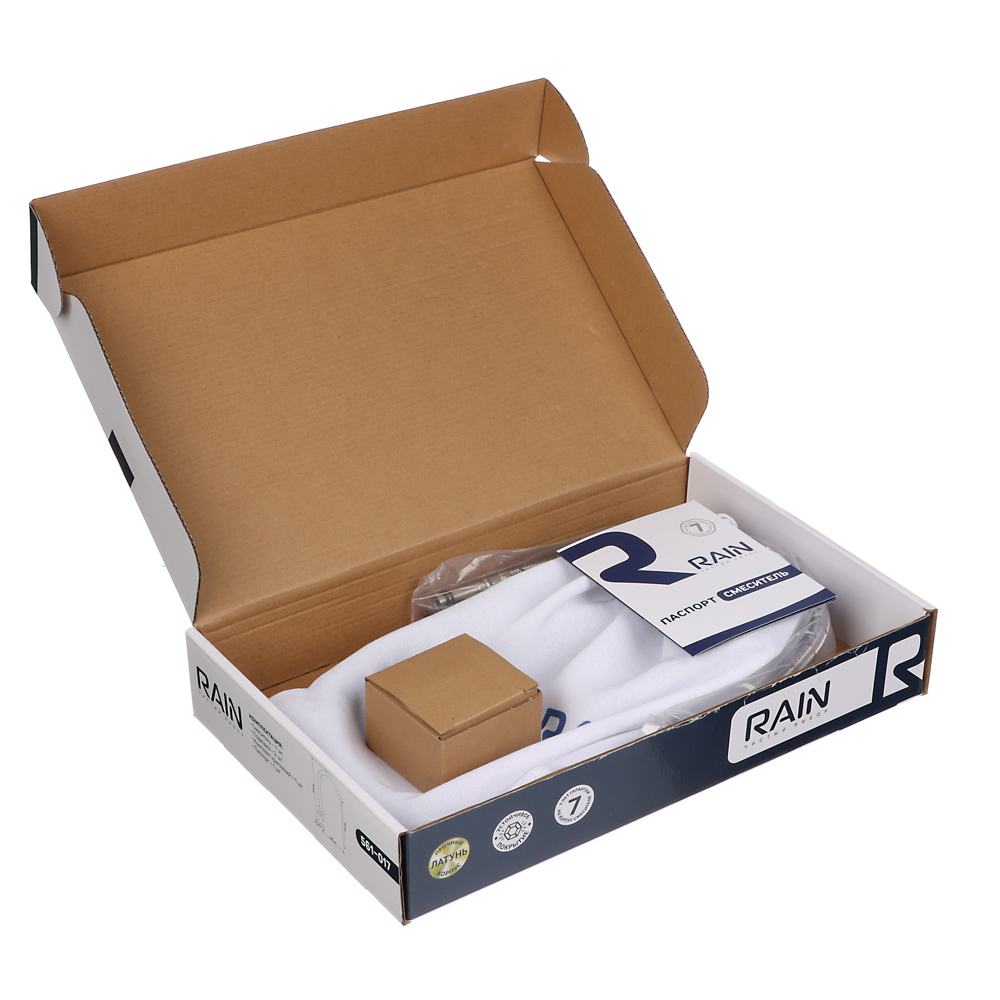 RAIN Смеситель для кухни Кристал, кран-буксы 1/2, гайка, латунь, черный, арт.№ 561-017