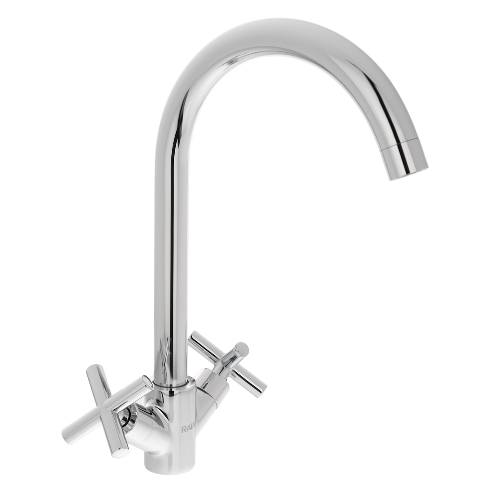 RAIN Смеситель для кухни Кристал, кран-буксы 1/2, гайка, латунь, хром, арт.№ 561-018