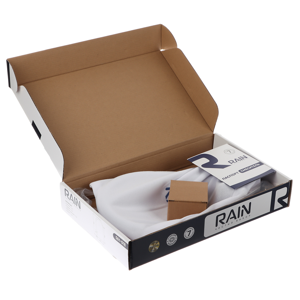 RAIN Смеситель для кухни Кристал, кран-буксы 1/2, гайка, латунь, хром, арт.№ 561-018