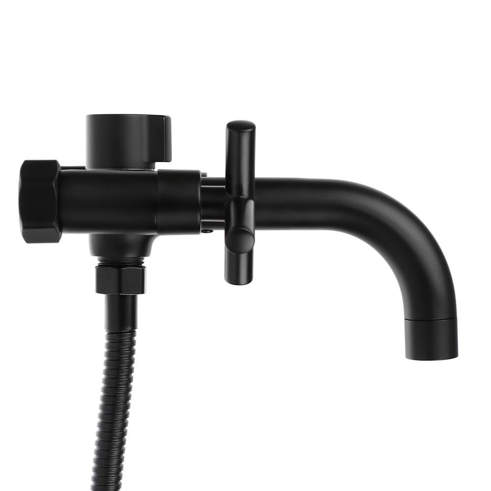 RAIN Смеситель для ванны Кристал, короткий излив, душ. набор, кран-буксы 1/2, латунь, черный, арт.№ 561-019