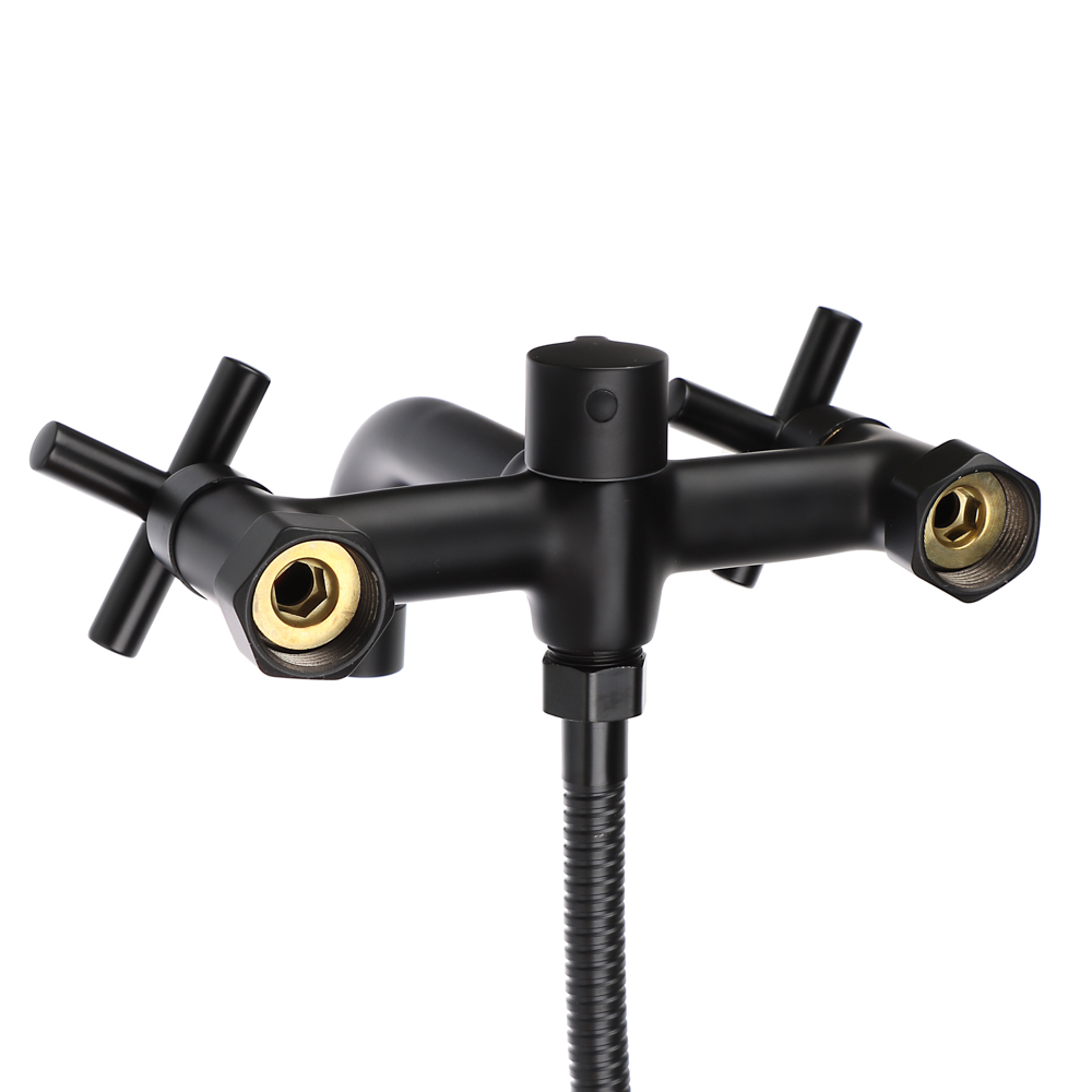 RAIN Смеситель для ванны Кристал, короткий излив, душ. набор, кран-буксы 1/2, латунь, черный, арт.№ 561-019