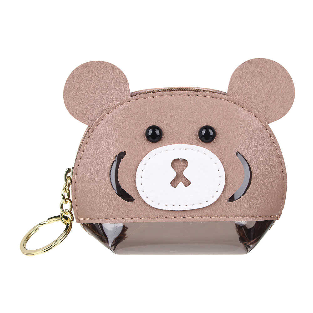 Брелок - кошелек для мелочи, 10x9х4см, "Зверята", искусственная кожа, металлический карабин, 4 диз., арт.№ 095-033