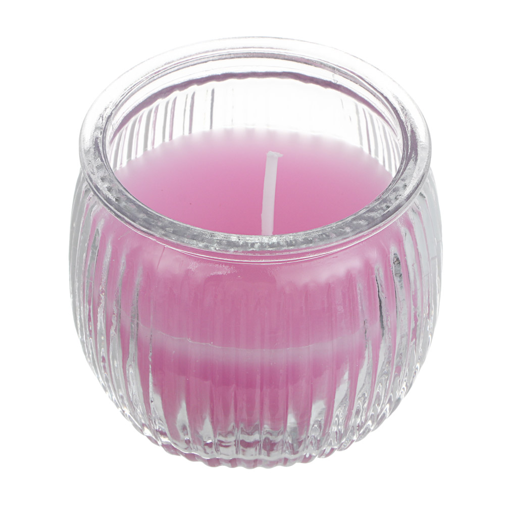 LADECOR Свеча ароматическая в стеклянном подсвечнике, парафин,7x6,5 см, 6 цветов, арт.№ 508-823