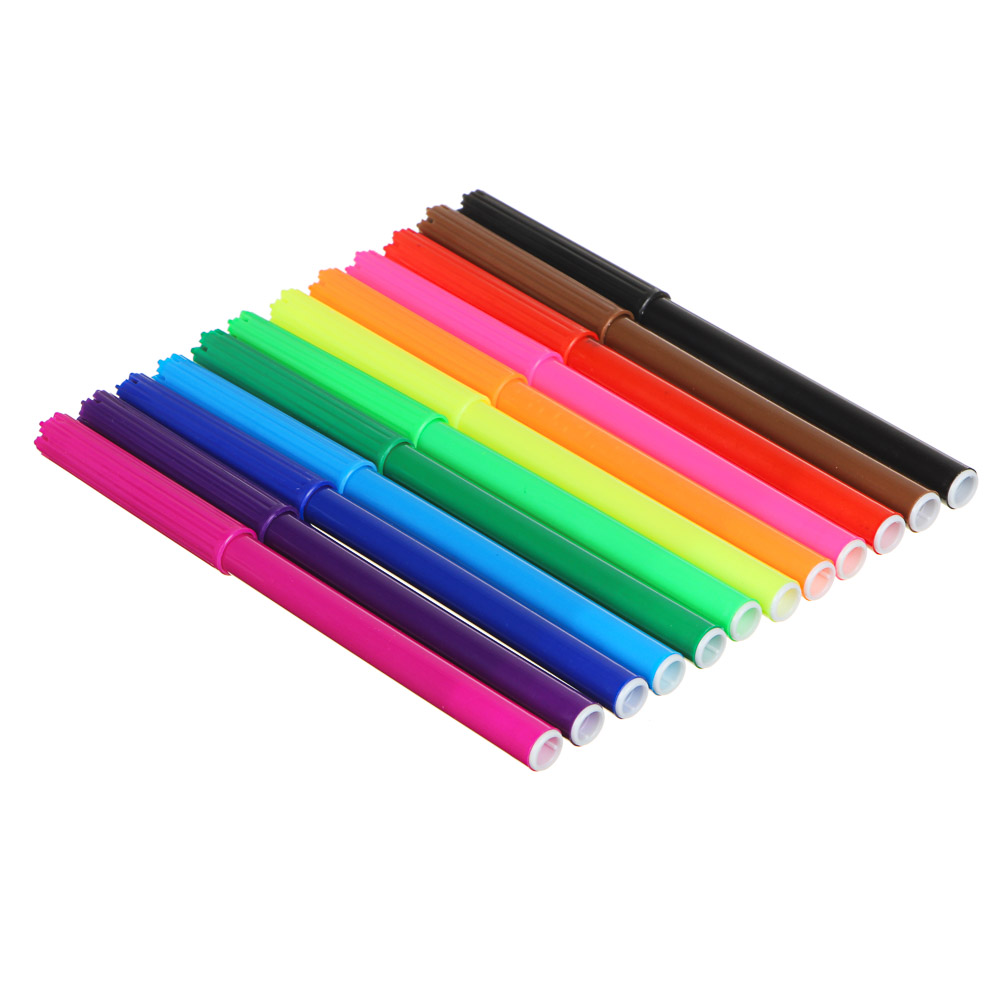 Фломастеры 12цв. ClipStudio Альфа с цв.вент.колпачком, большие, смываемые, пластик, ПРЕМИУМ, арт.№ 256-235