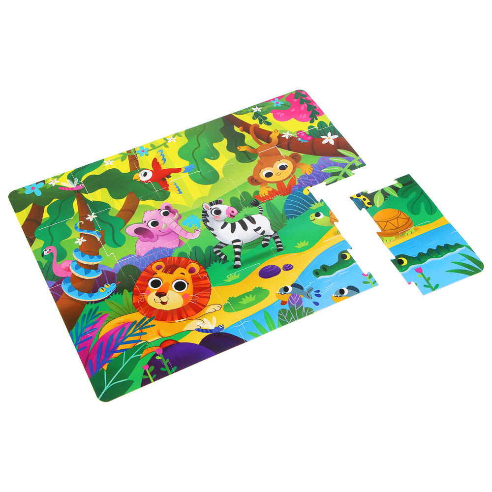 ИГРОЛЕНД Пазл напольный, крупные детали, 20-30 элементов, 12х12х12см, картон, 3 дизайна, арт.№ 262-520