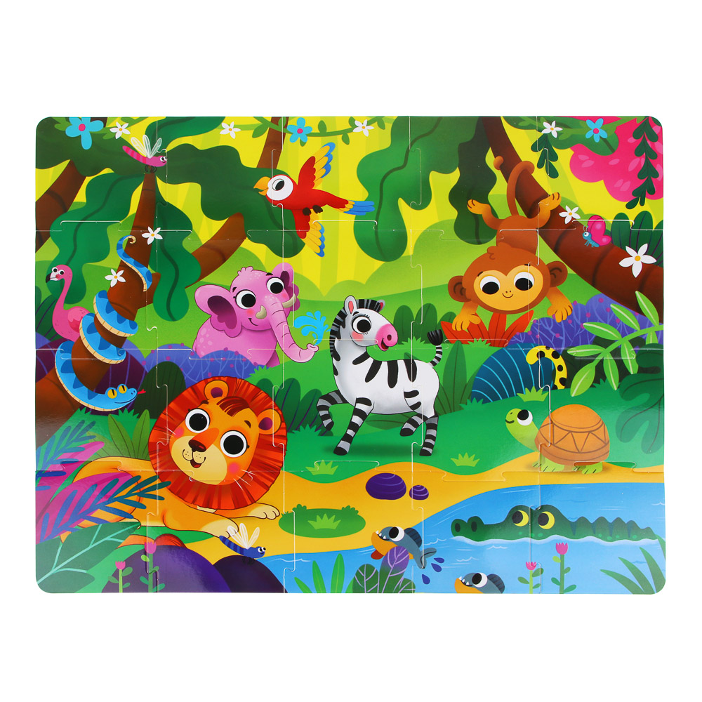 ИГРОЛЕНД Пазл напольный, крупные детали, 20-30 элементов, 12х12х12см, картон, 3 дизайна, арт.№ 262-520