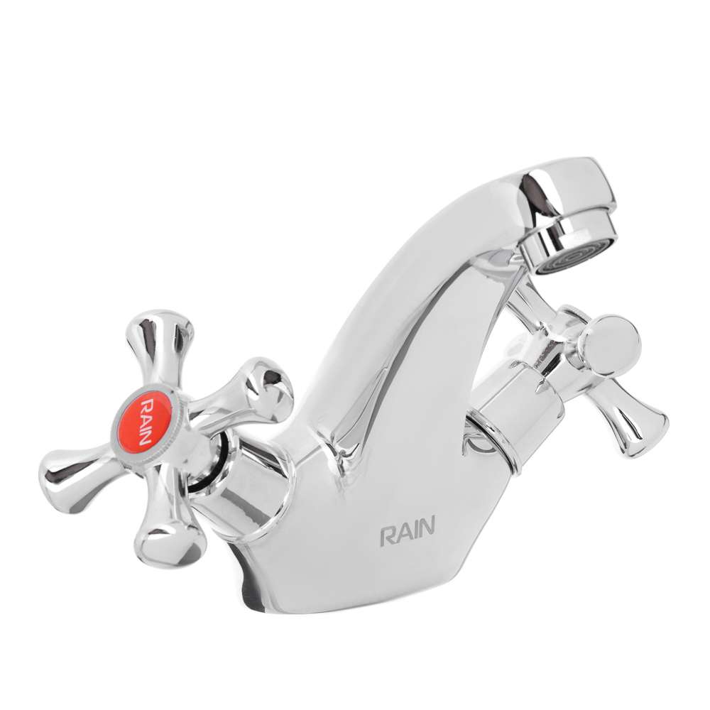RAIN Смеситель для раковины Нефрит, керам. кран-буксы 1/2, шпилька, латунь, хром, арт.№ 561-272