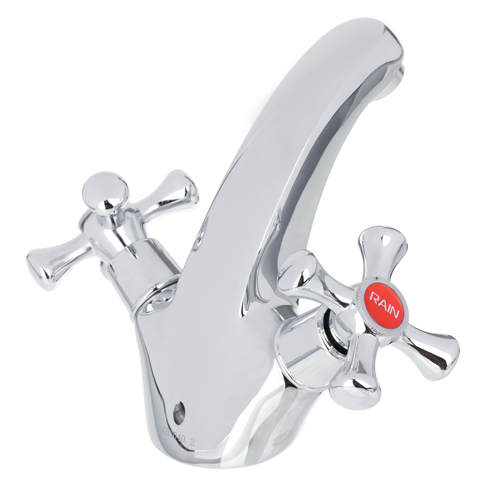 RAIN Смеситель для раковины Нефрит, керам. кран-буксы 1/2, шпилька, латунь, хром, арт.№ 561-272