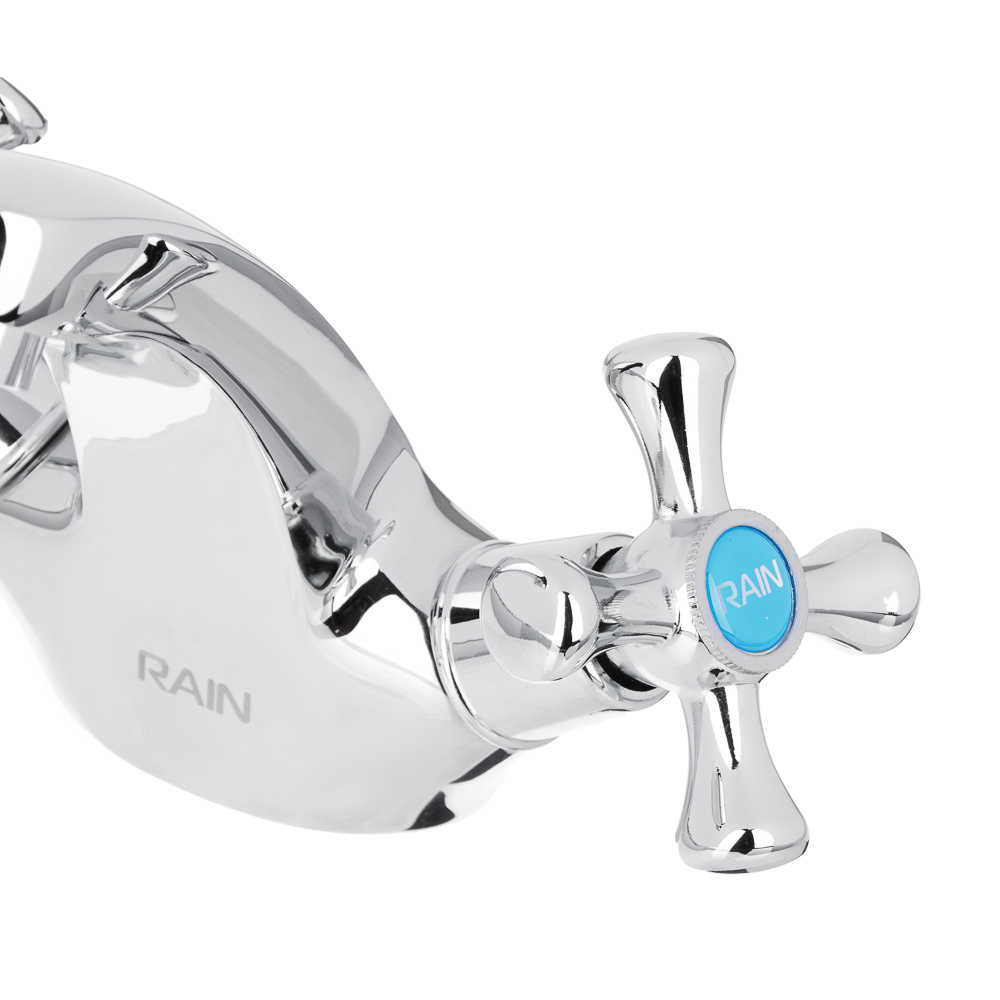 RAIN Смеситель для раковины Нефрит, керам. кран-буксы 1/2, шпилька, латунь, хром, арт.№ 561-272
