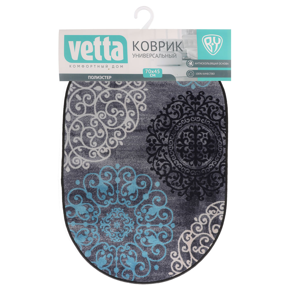 VETTA Коврик универсальный овальный EASTLAND, полиэстер, антискольз.подложка, 70x45см, 2 дизайна, арт.№ 462-722