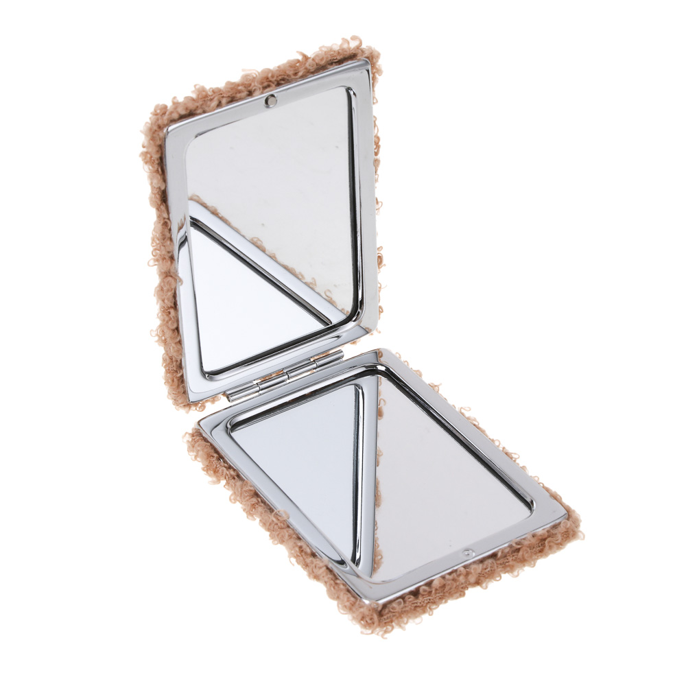 Зеркало карманное "Мех" тм ЮL, полиэстер, пластик АБС, стекло, 6x8,5x1, 4 цвета, арт.№ 301-297